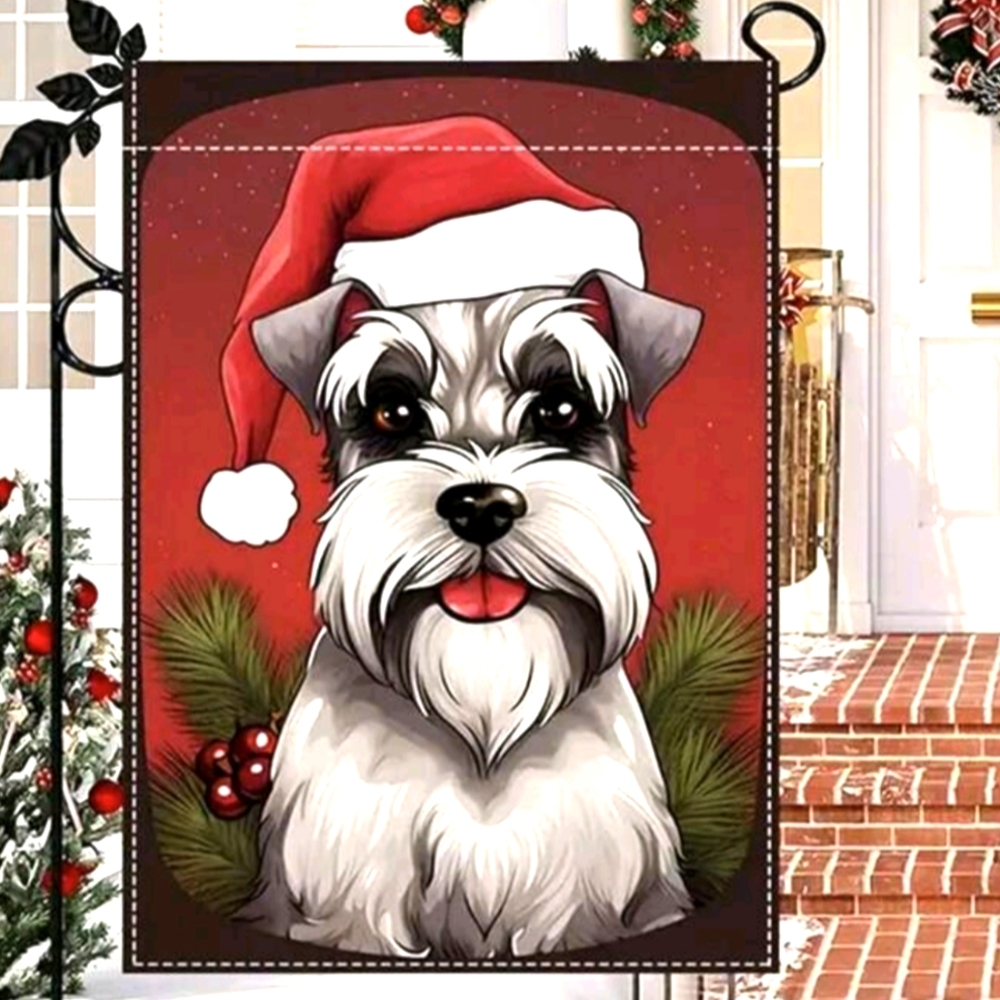 Christmas Schnauzer Dog Garden Flag - Picture 1 of 4